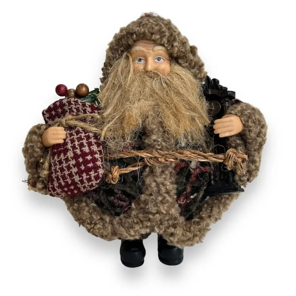 Dan Dee Collectors Choice Santa Round Toy Sack Grandfather Clock Rustic Stuffie